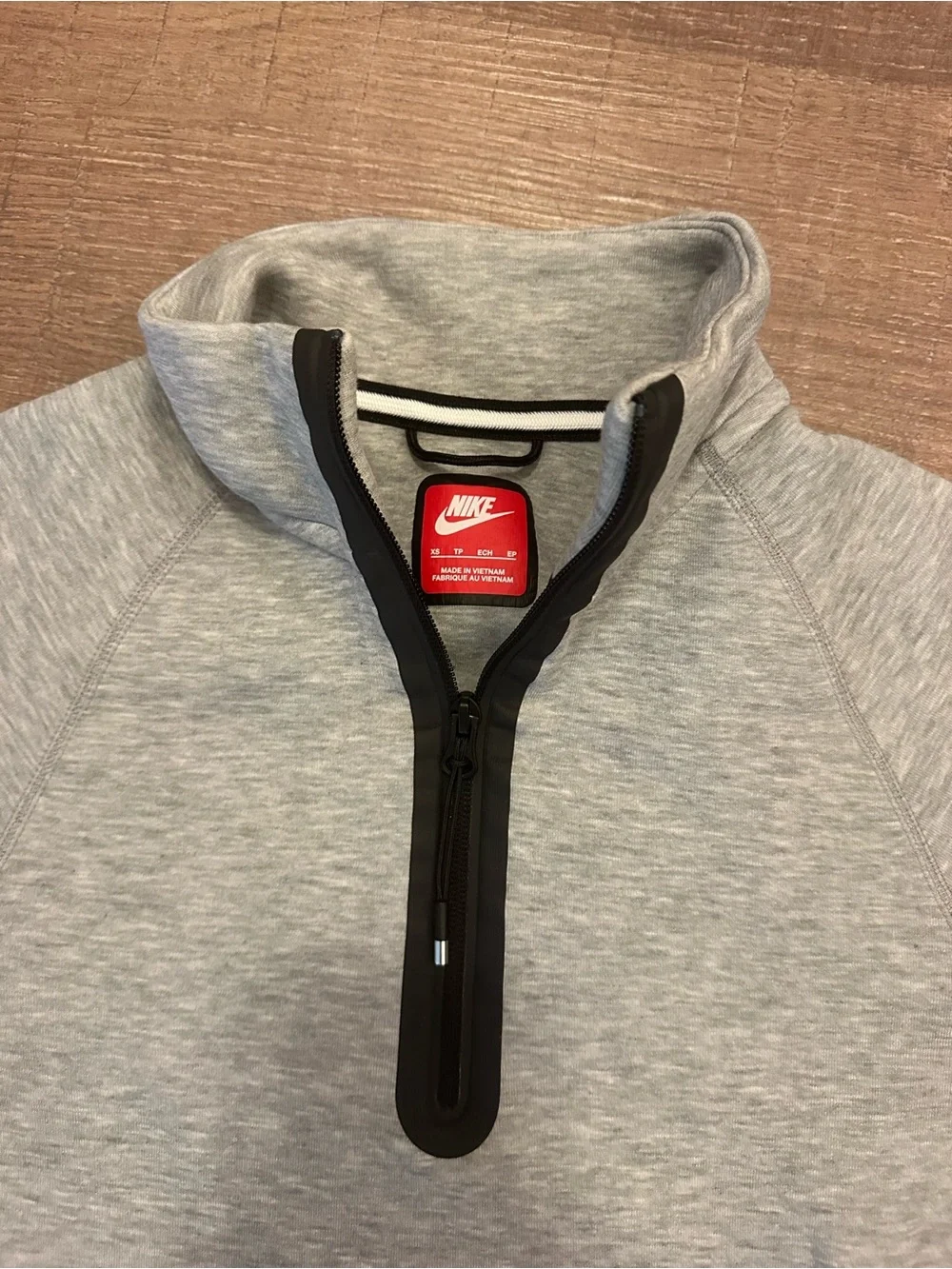 Nike Tech Gray Pullover Hoodie with Black Accents